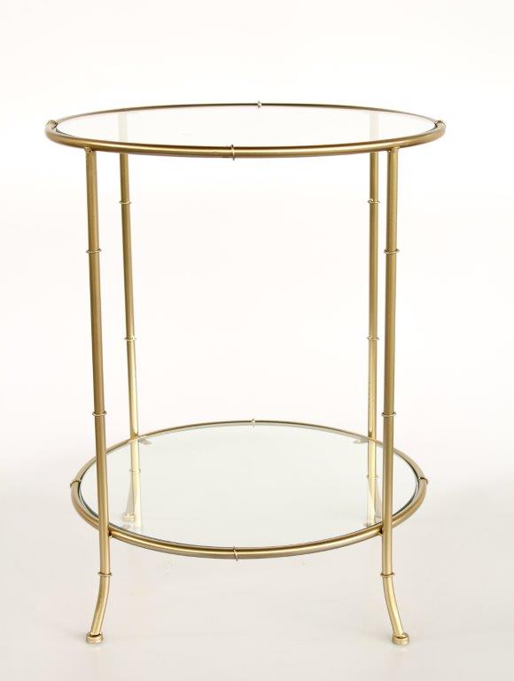 Gold 2 Tier Round Glass Table